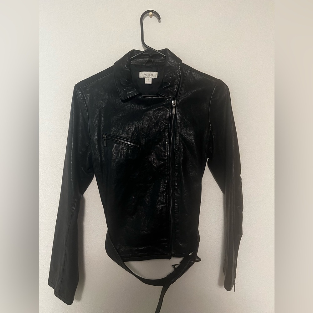 Fossil Black Biker Leather Jacket